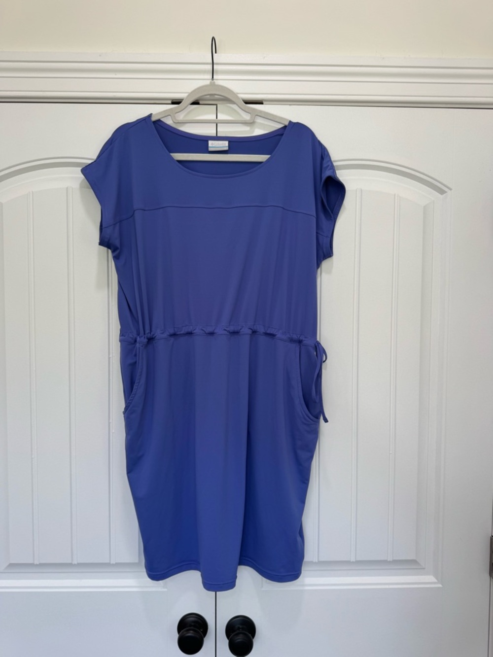 Columbia Casual Short Sleeve Drawstring Pocket Dress in Blue
